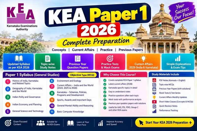 KEA Paper 1: General Knowledge for Karnataka Govt Exams
