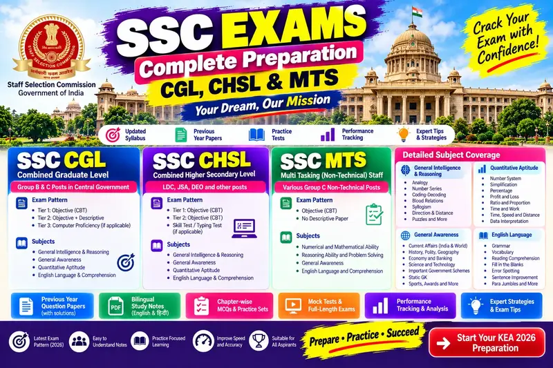 SSC Exams Complete Prep: CGL, CHSL & MTS